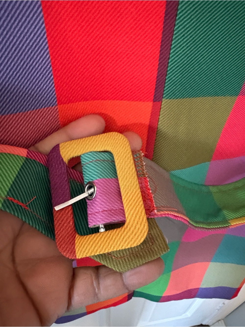 Plus Size Rainbow Plaid Belted Trench Coat Size 3XL - Picture 7 of 12